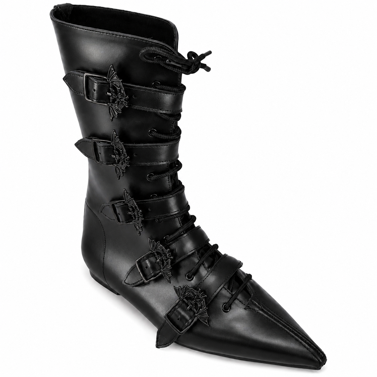 Louie - 5 Bat Buckle Lace Up Pike (Black Edition)