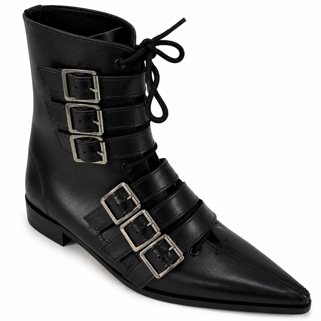 Albie - 6 Buckle Lace Up Winklepicker