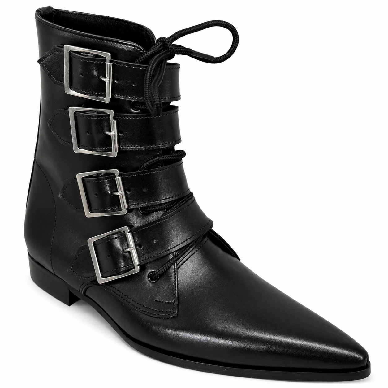 Benjamin - 4 Big Buckle Lace Up Winklepicker