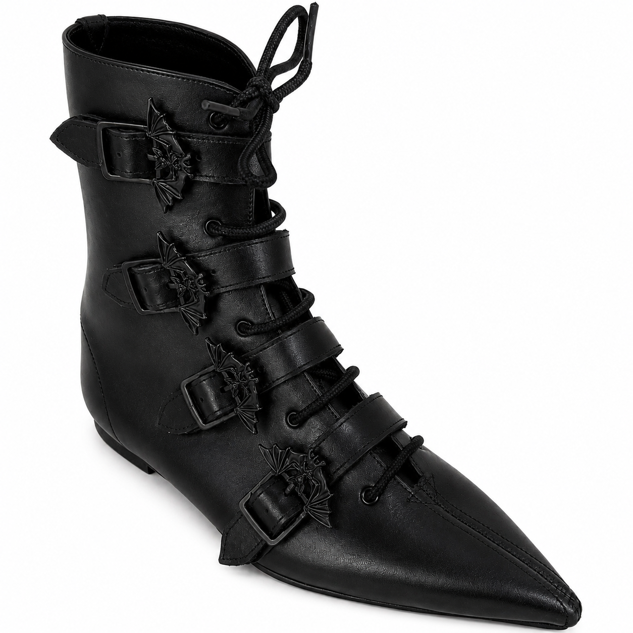 Albie - 4 Bat Buckle Lace Up Pike (Black Edition)