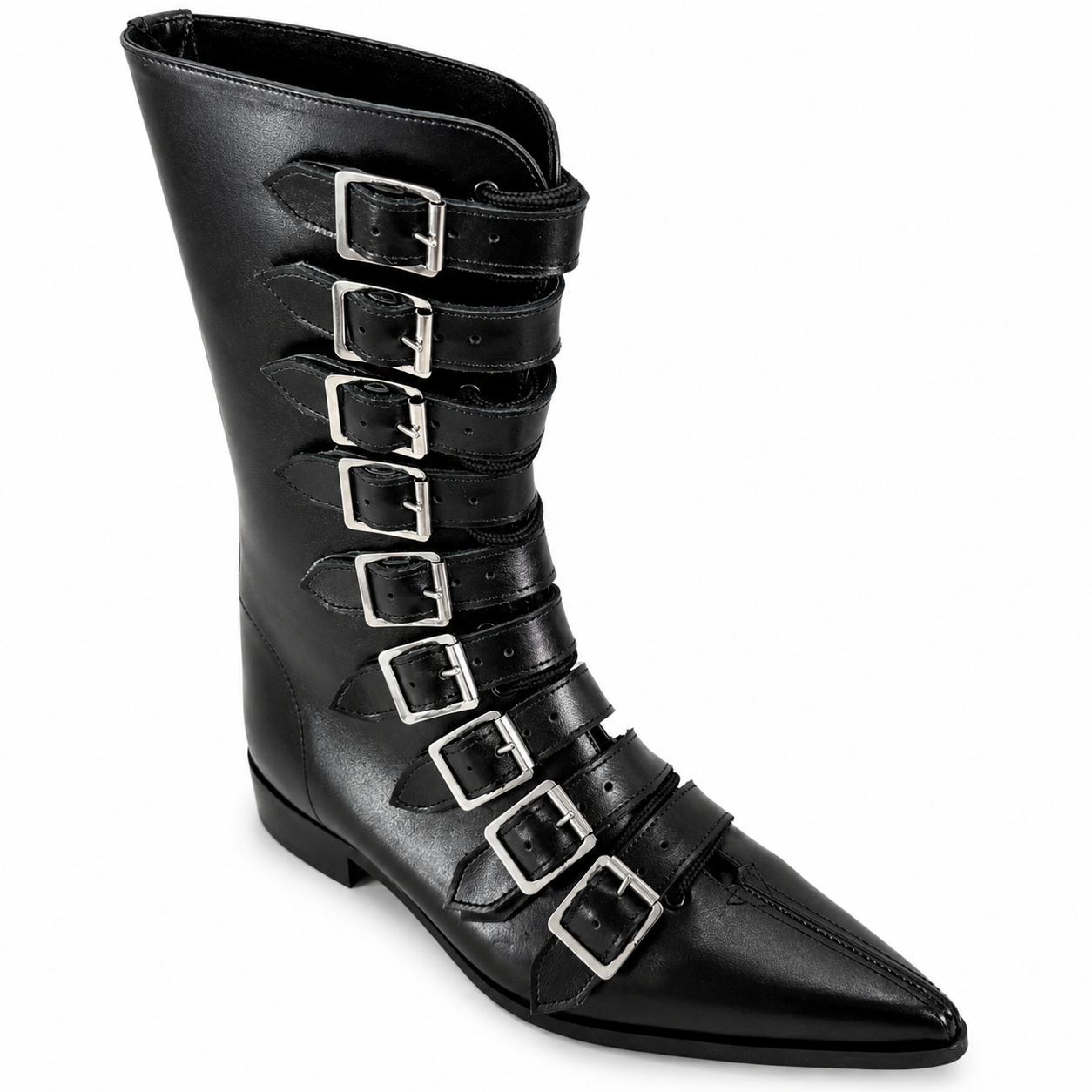 Louie - 9 Individual Buckle Lace Up Winklepicker