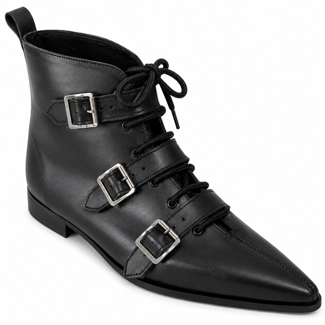 Harley - 3 Individual Buckle Lace Up Winklepicker