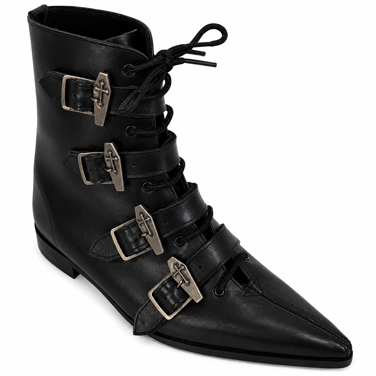 Albie - 4 Coffin Buckle Lace Up Winklepicker
