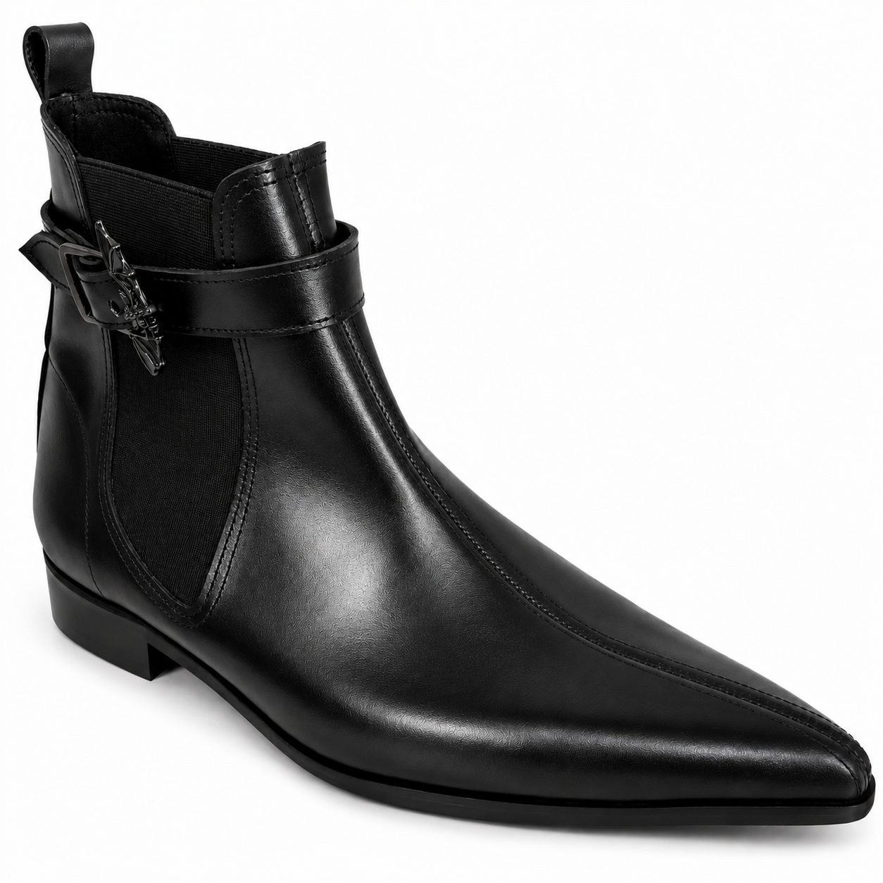 Monica - Chelsea Bat Buckle Winklepicker (Black Edition)
