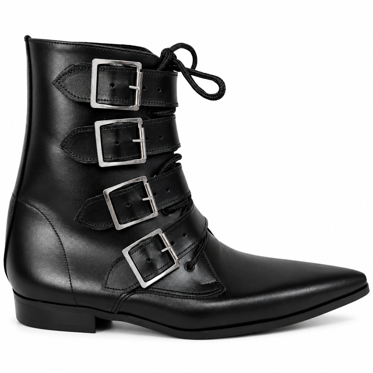 Benjamin - 4 Big Buckle Lace Up Winklepicker