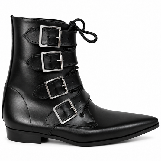 Benjamin - 4 Big Buckle Lace Up Winklepicker