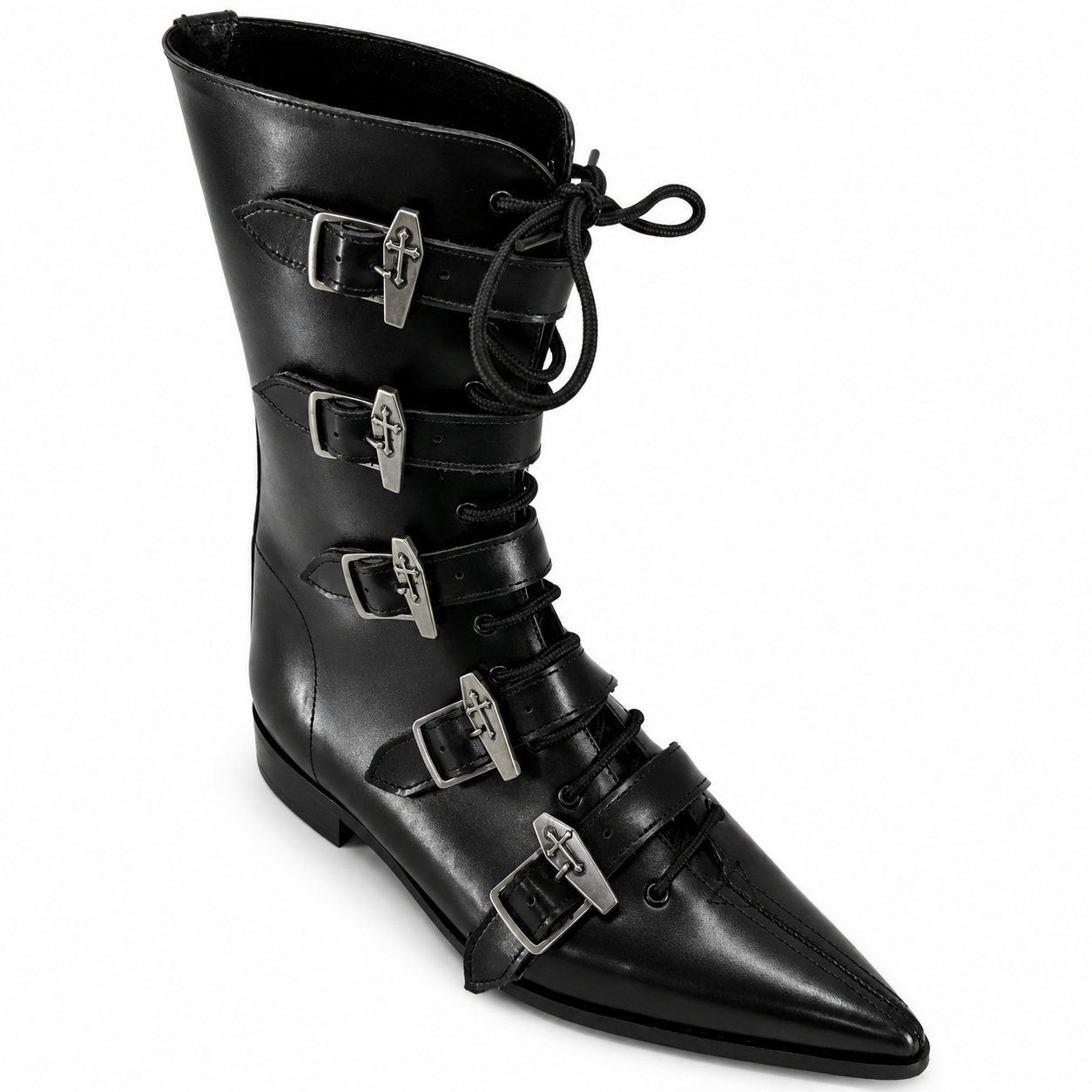 Louie - 5 Coffin Buckle Lace Up Winklepicker