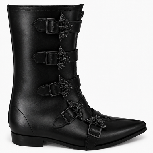 Gabrielle - 5 Bat Buckle Winklepicker (Black Edition)