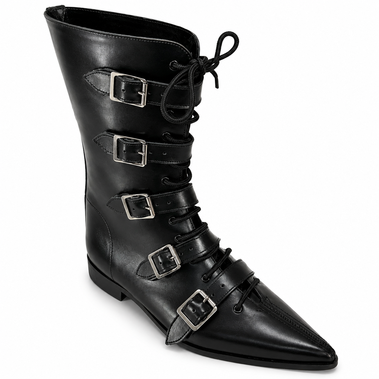 Louie - 5 Buckle Lace Up Winklepicker
