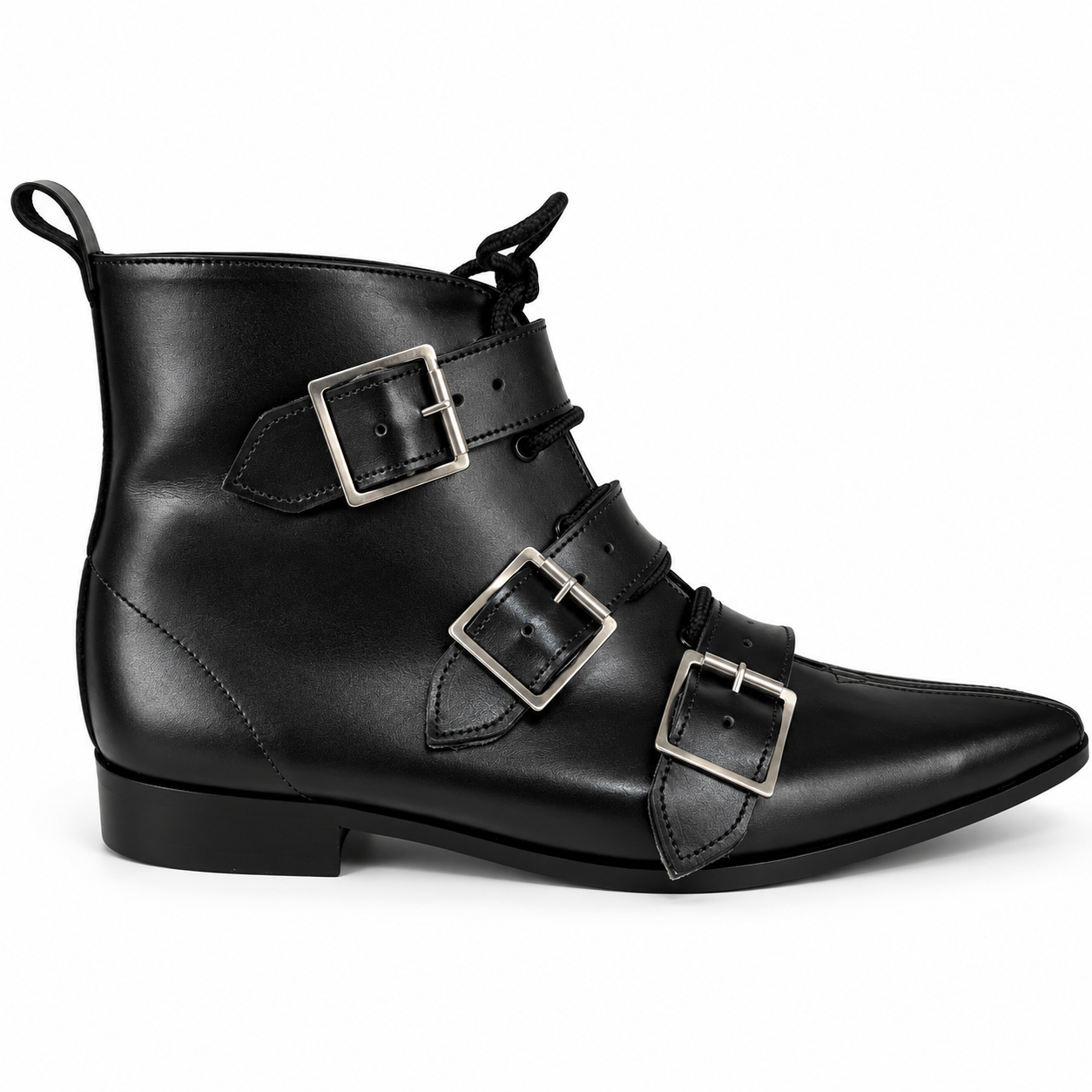 Harley - 3 Big Buckle Lace Up Winklepicker