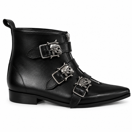 Thea - 3 Skull Buckle Winklepicker