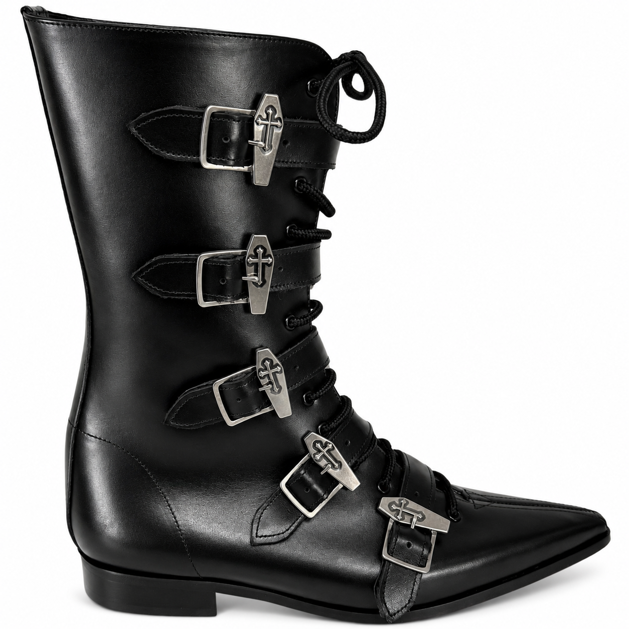 Louie - 5 Coffin Buckle Lace Up Winklepicker