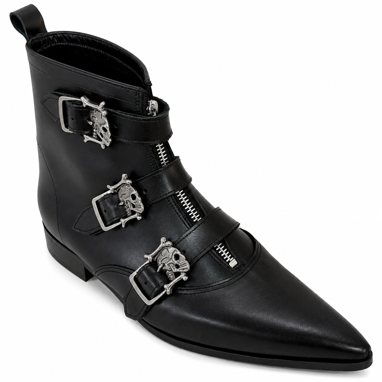 Jace - 3 Skull Buckle Winklepicker