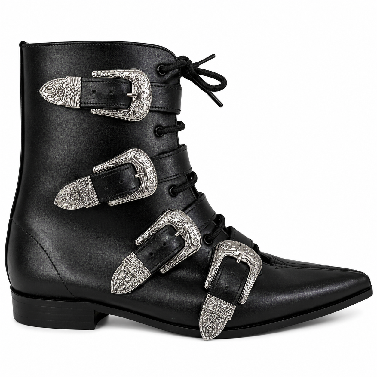 Albie - 4 Cowboy Buckle Lace Up Winklepicker