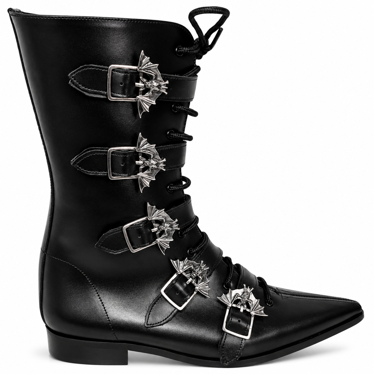 Louie - 5 Bat Buckle Lace Up Winklepicker