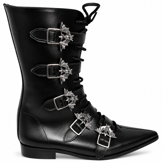 Louie - 5 Bat Buckle Lace Up Winklepicker