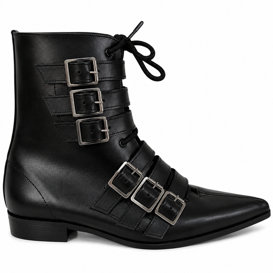 Albie - 6 Buckle Lace Up Winklepicker