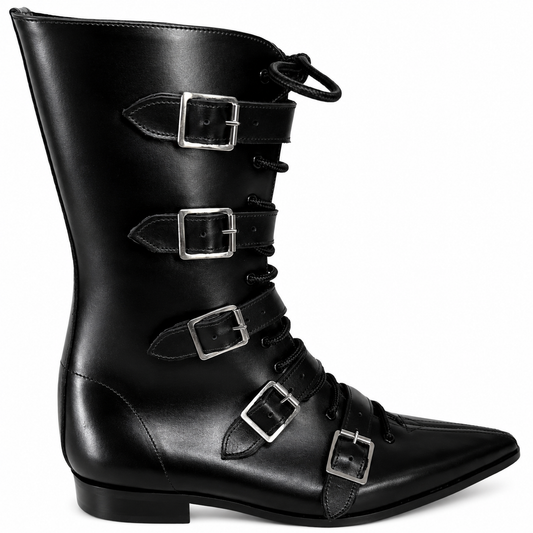 Louie - 5 Buckle Lace Up Winklepicker