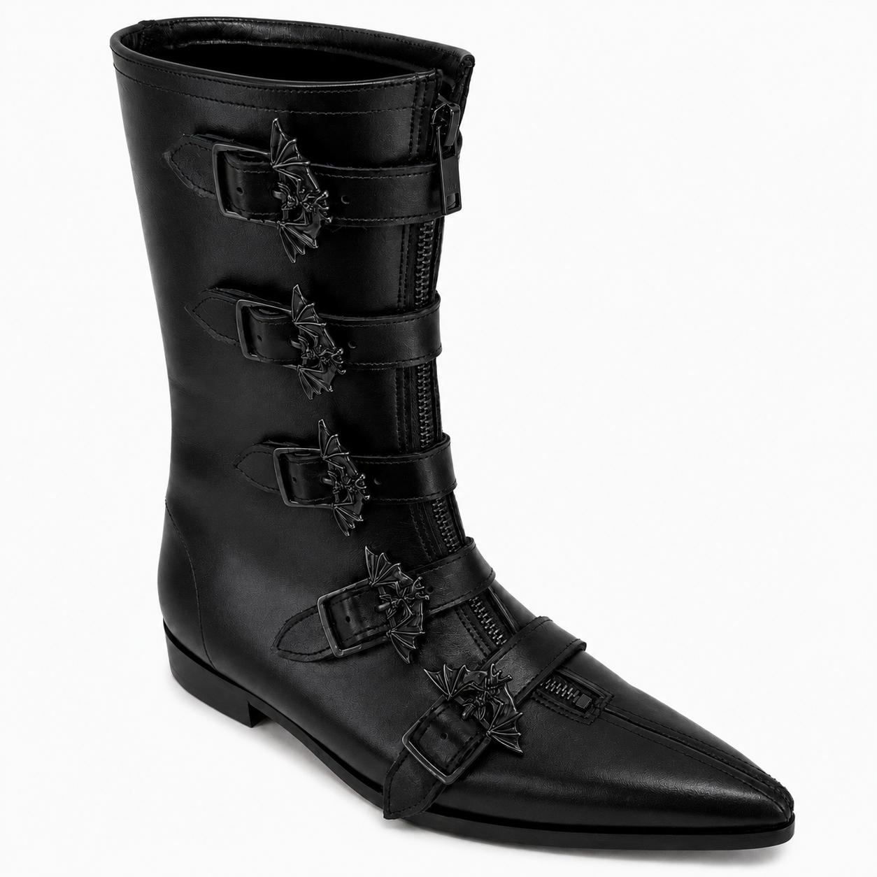 Gabrielle - 5 Bat Buckle Winklepicker (Black Edition)