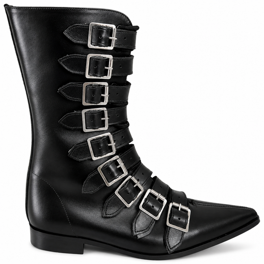 Louie - 9 Individual Buckle Lace Up Winklepicker