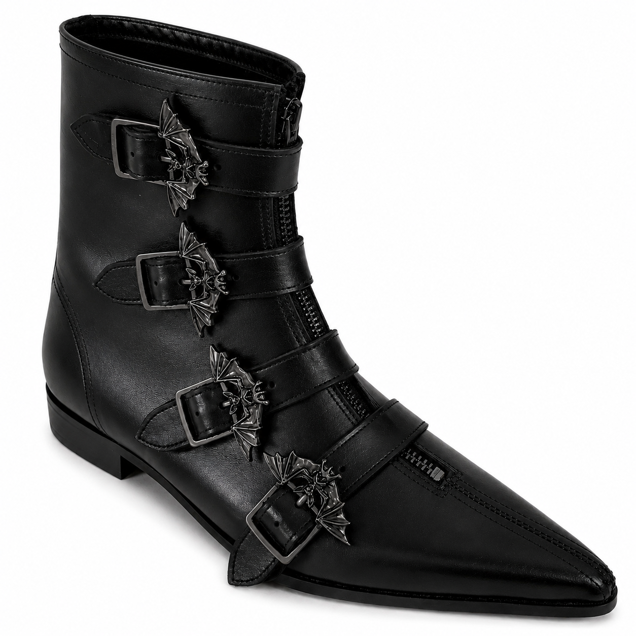 Evie - 4 Bat Buckle Winklepicker (Black Edition)