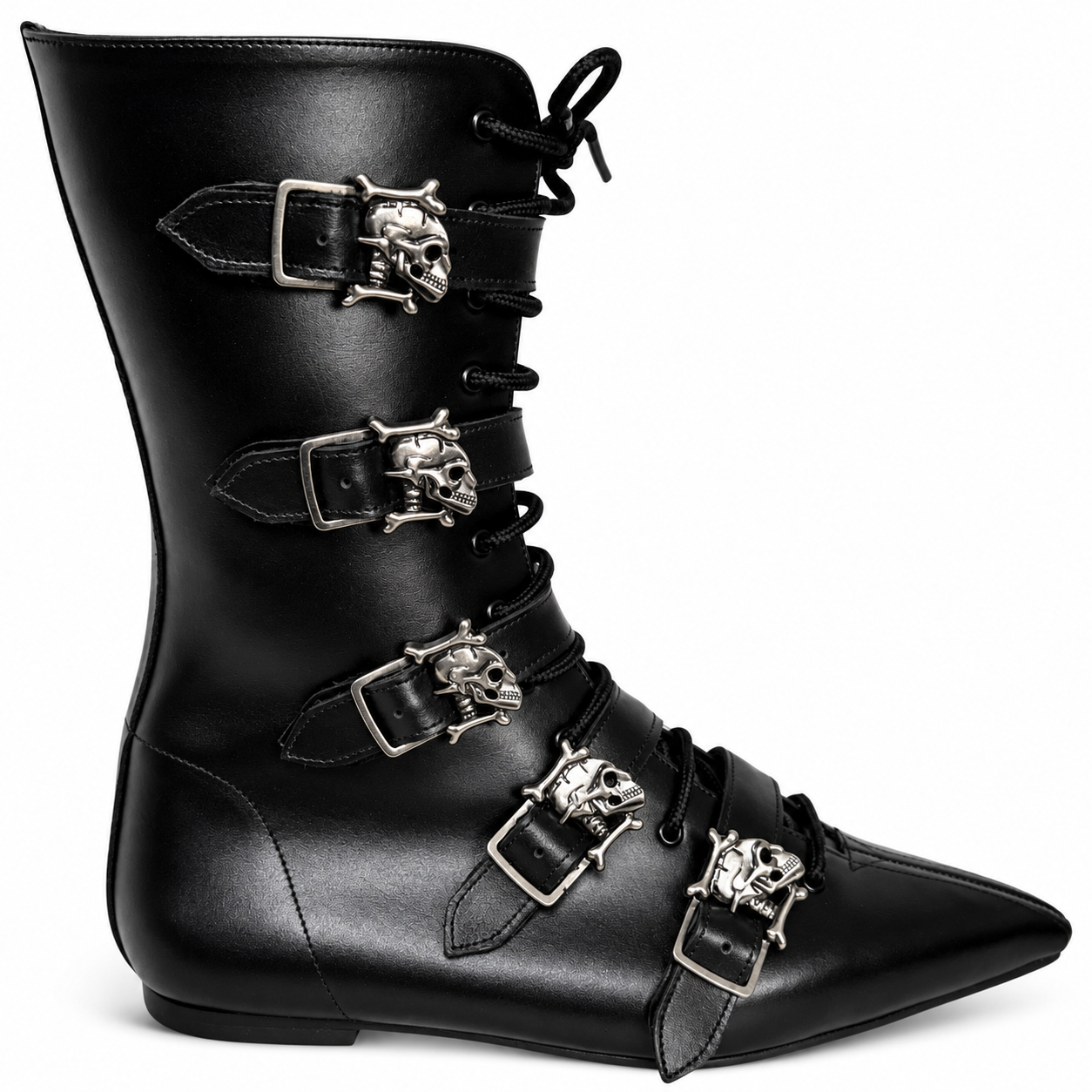 Louie - 5 Skull Buckle Lace Up Pike