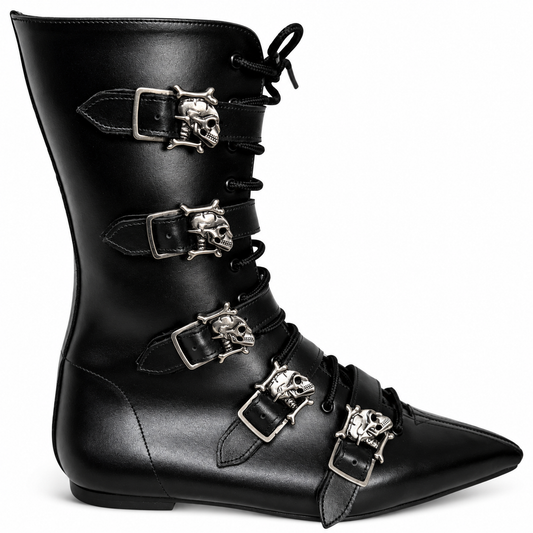 Louie - 5 Skull Buckle Lace Up Pike