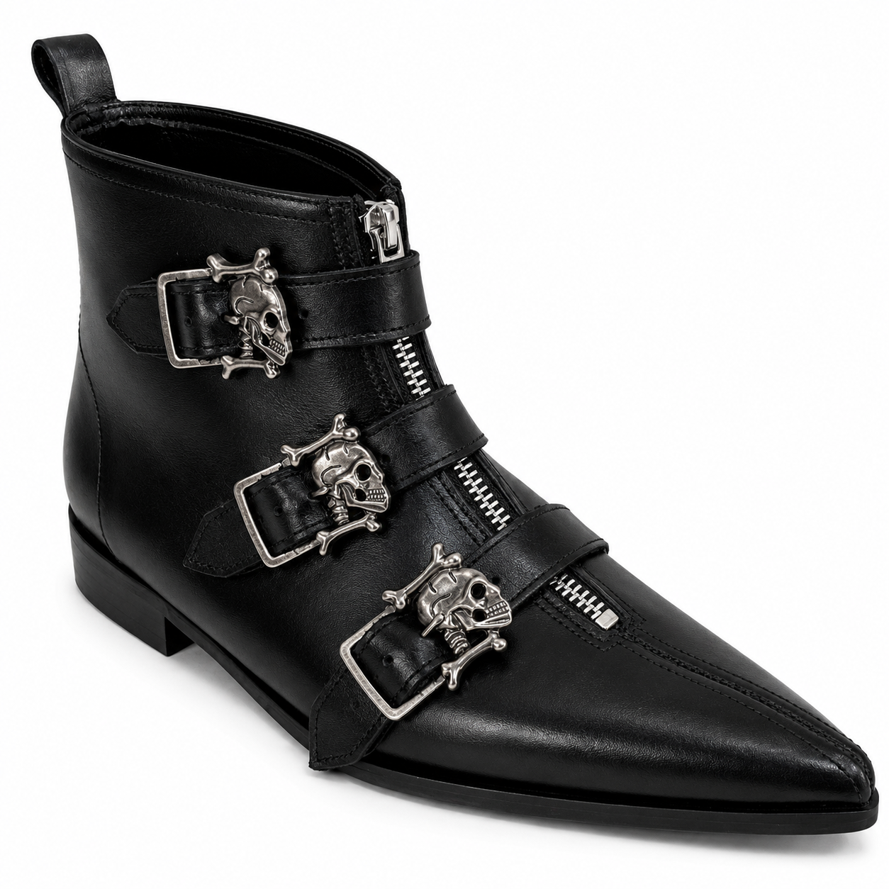 Thea - 3 Skull Buckle Winklepicker