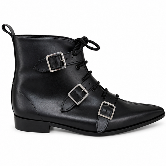 Harley - 3 Individual Buckle Lace Up Winklepicker