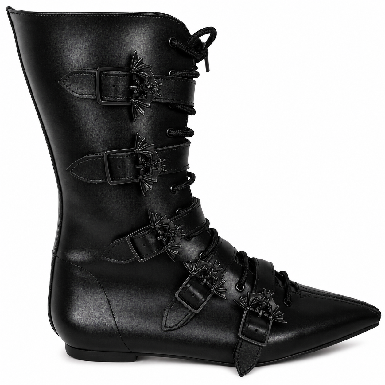 Louie - 5 Bat Buckle Lace Up Pike (Black Edition)