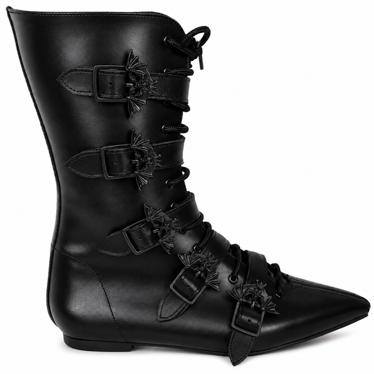 Louie - 5 Bat Buckle Lace Up Pike (Black Edition)