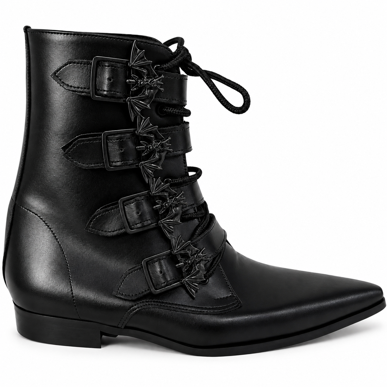 Benjamin - 4 Bat Buckle Lace Up Winklepicker (Black Edition)