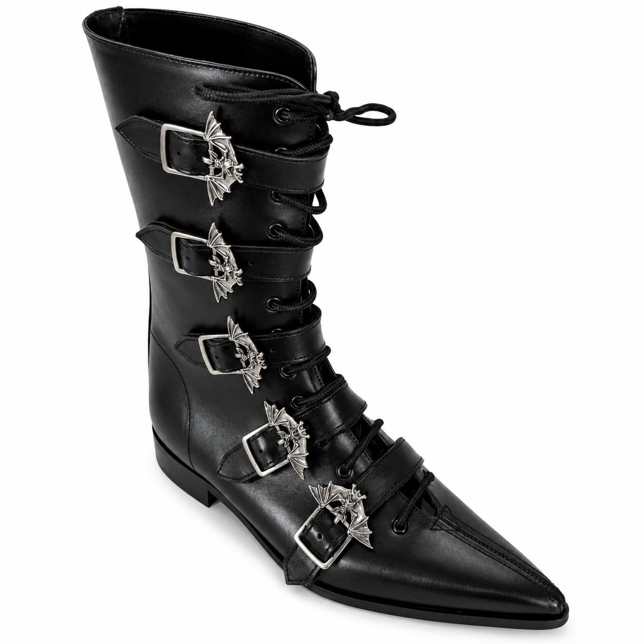 Louie - 5 Bat Buckle Lace Up Winklepicker