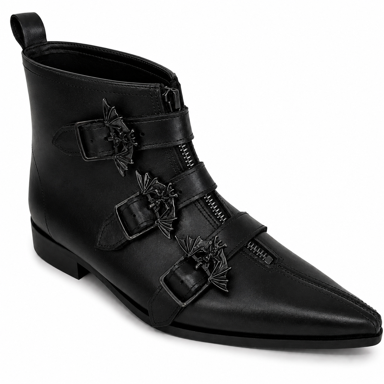 Thea - 3 Bat Buckle Winklepicker (Black Edition)