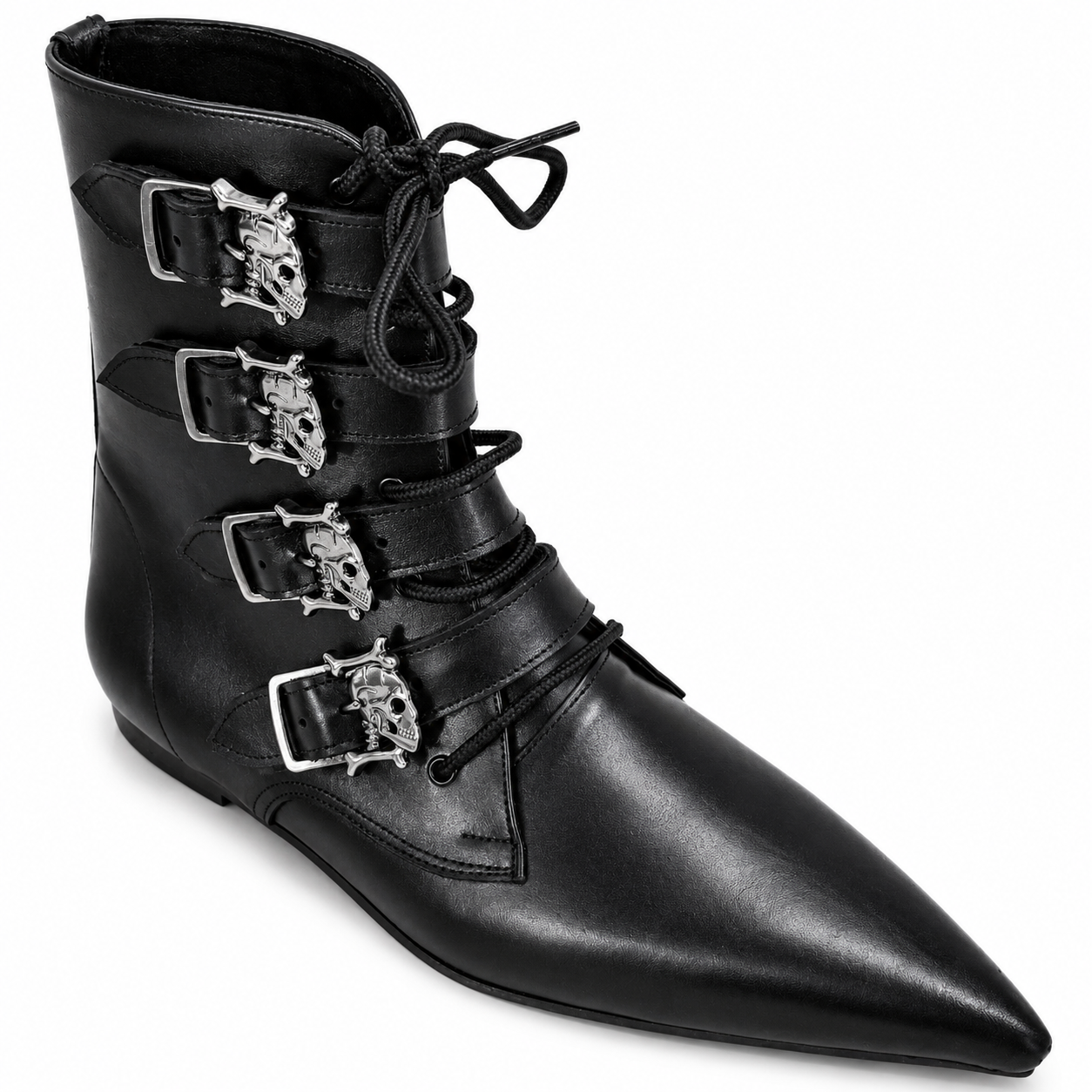 Benjamin - 4 Skull Buckle Lace Up Pike