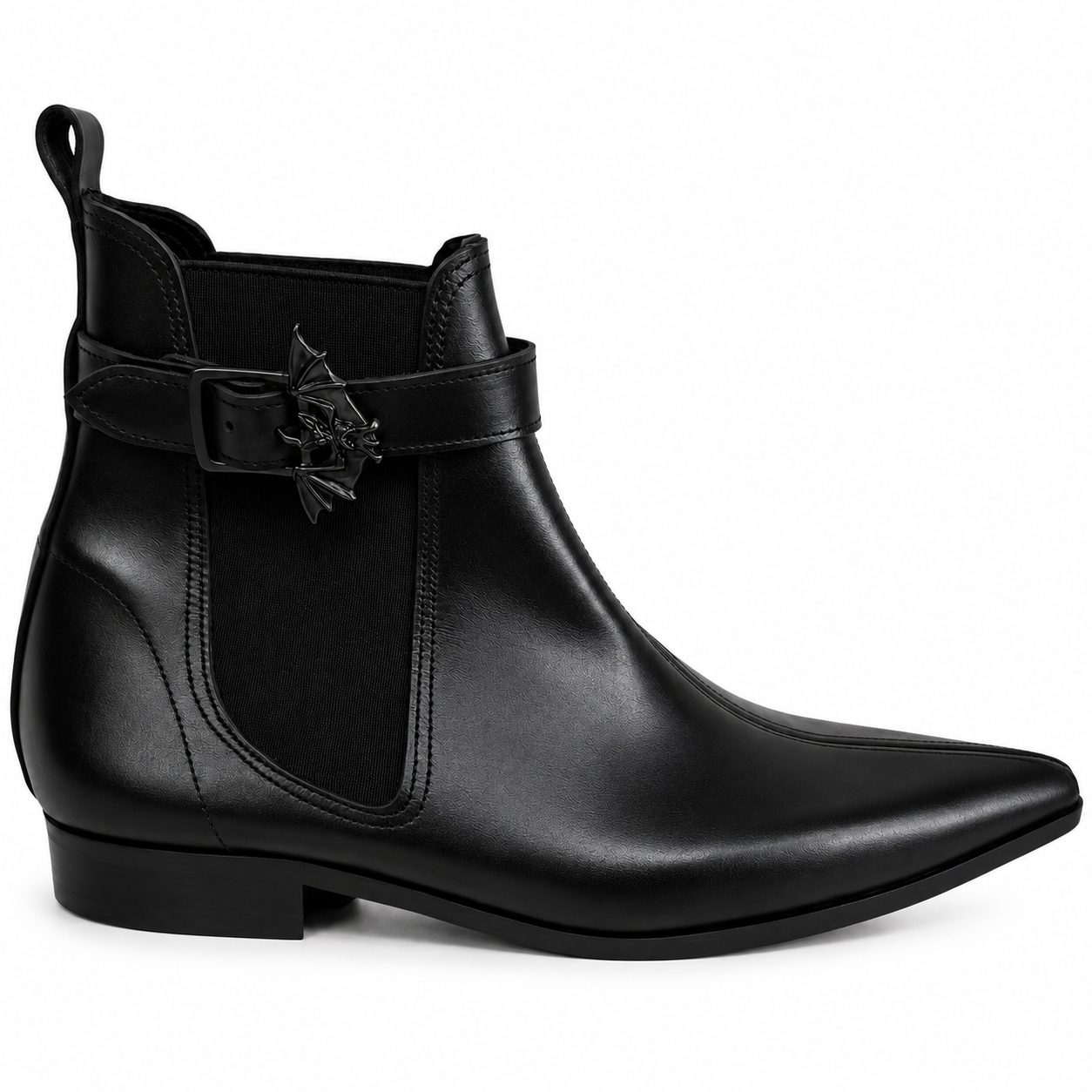 Monica - Chelsea Bat Buckle Winklepicker (Black Edition)