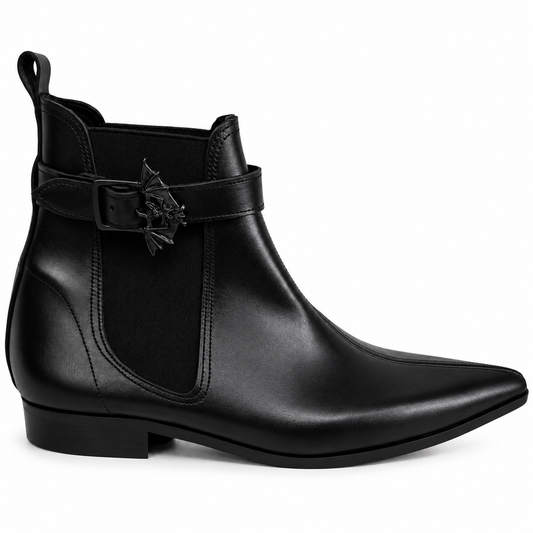 Monica - Chelsea Bat Buckle Winklepicker (Black Edition)
