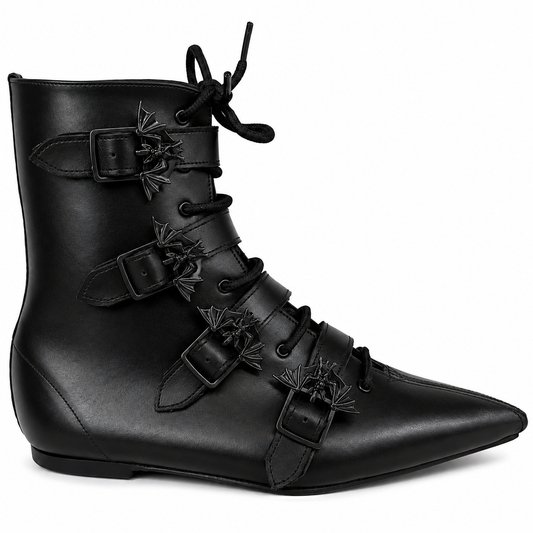 Albie - 4 Bat Buckle Lace Up Pike (Black Edition)