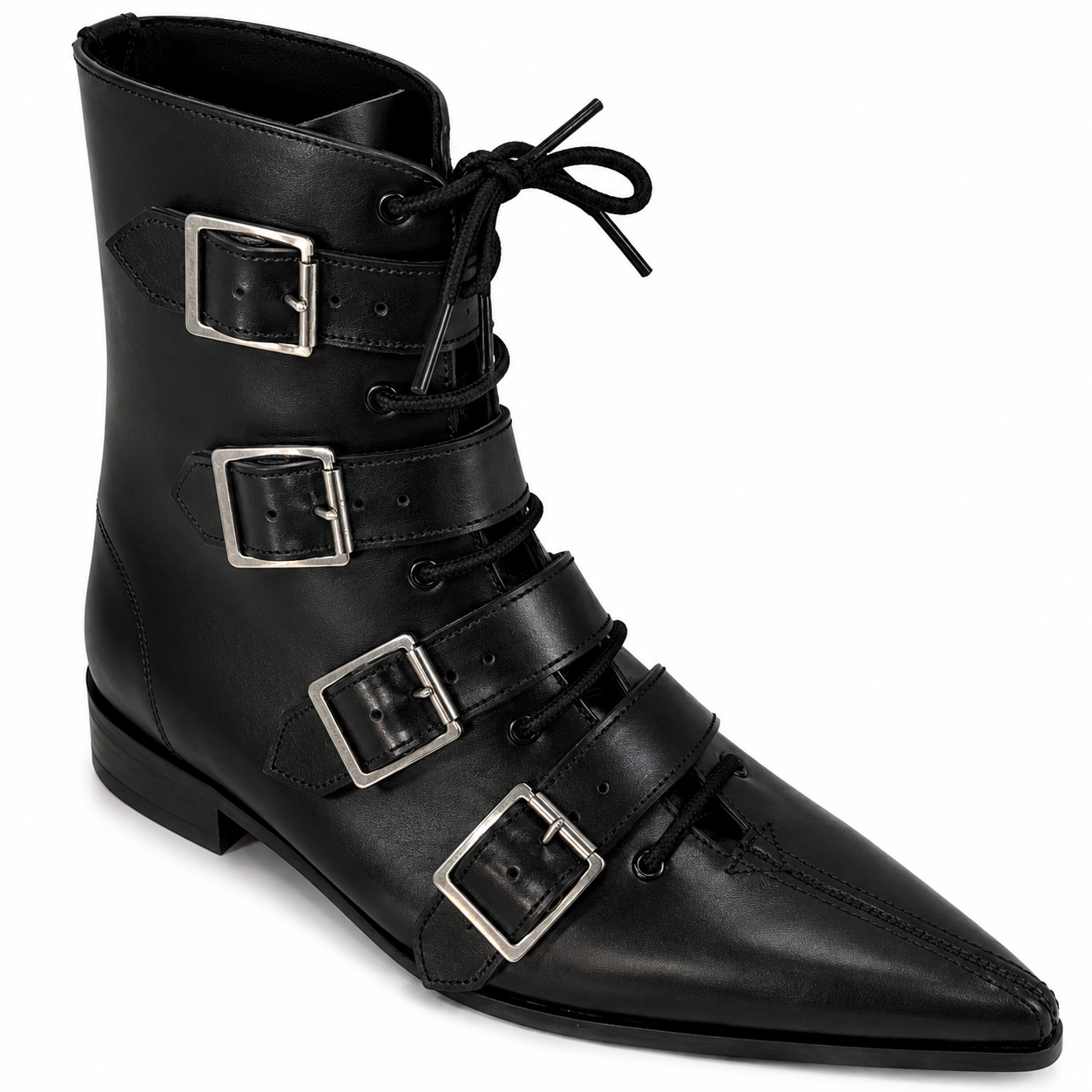 Albie - 4 Big Buckle Lace Up Winklepicker
