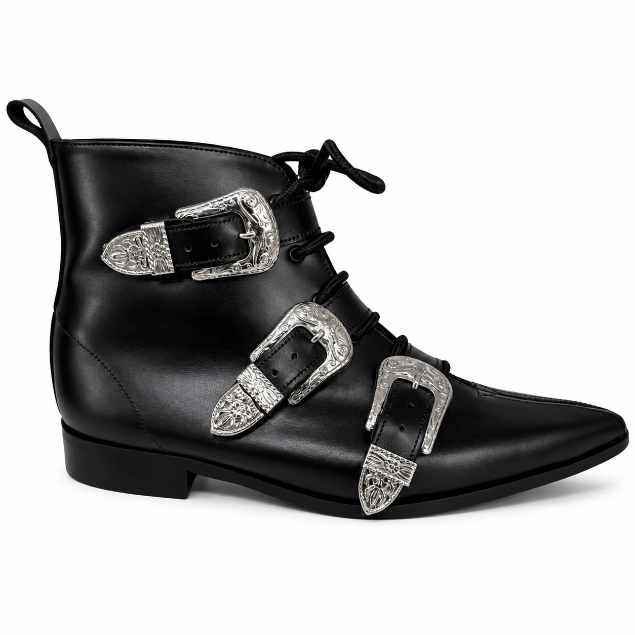 Harley - 3 Cowboy Buckle Lace Up Winklepicker