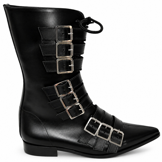 Louie - 9 Buckle Lace Up Winklepicker