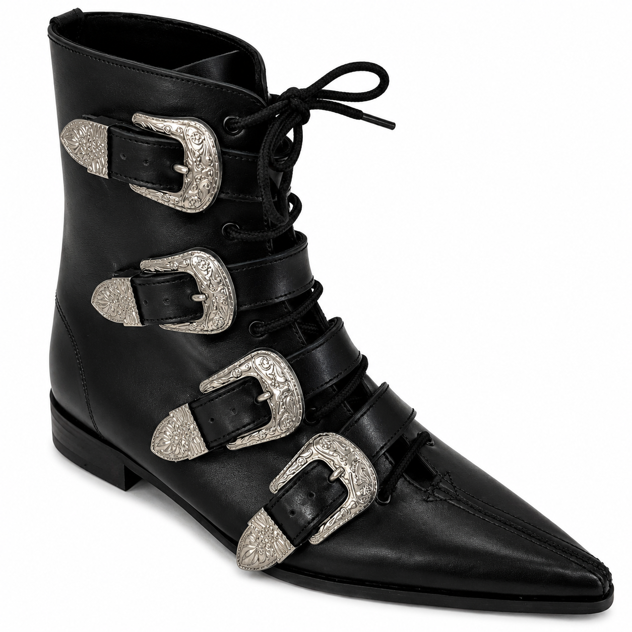 Albie - 4 Cowboy Buckle Lace Up Winklepicker