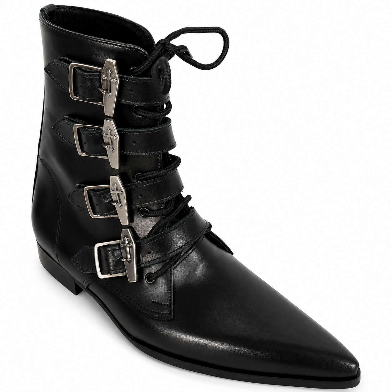 Benjamin - 4 Coffin Buckle Lace Up Winklepicker