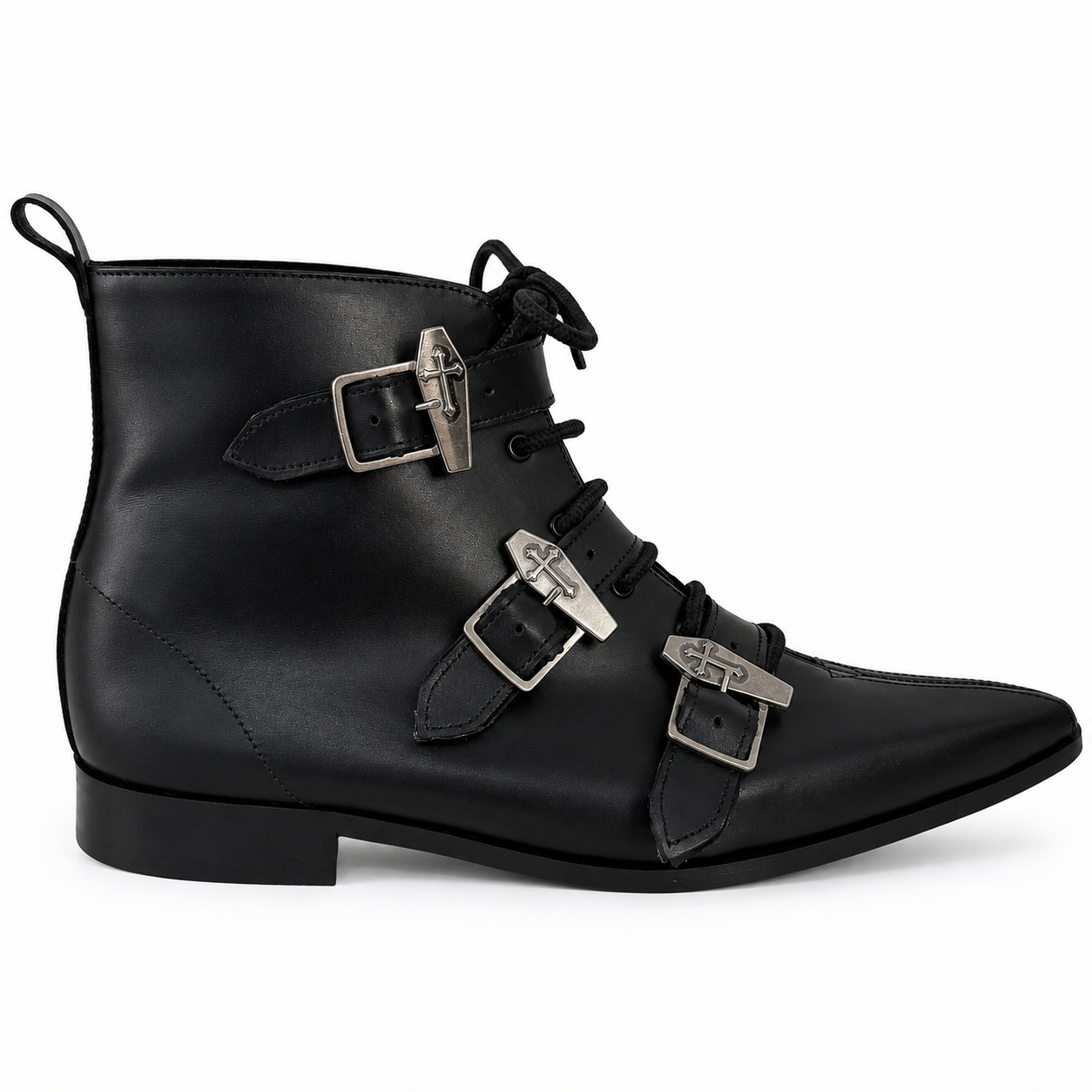 Harley - 3 Coffin Buckle Lace Up Winklepicker