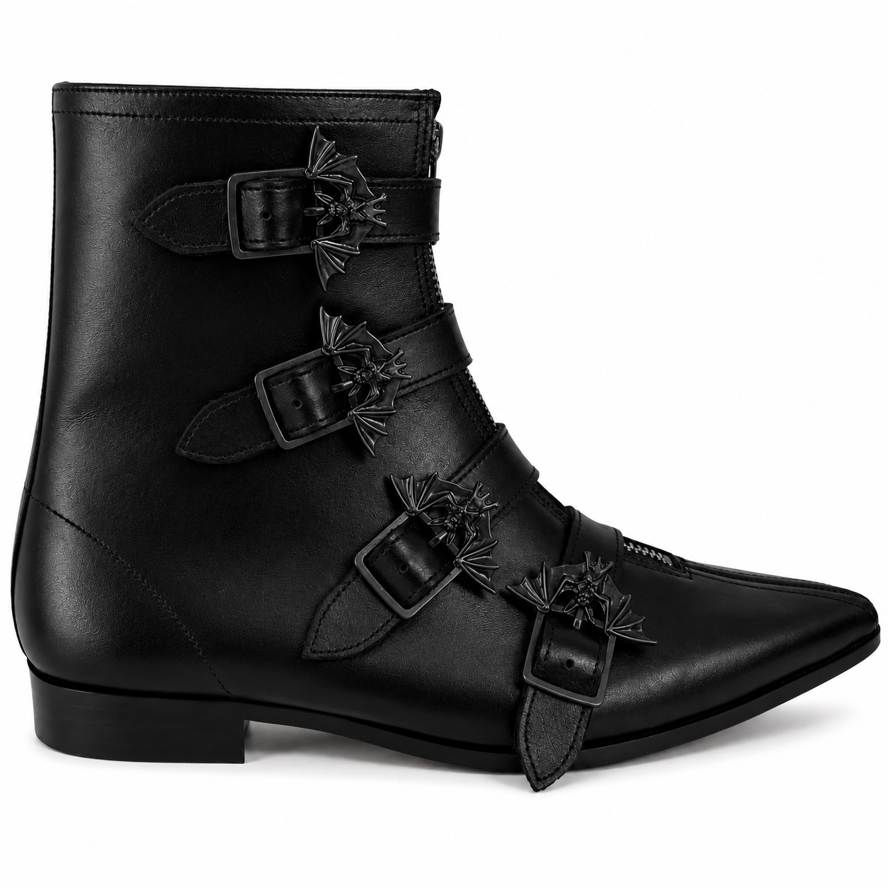 Evie - 4 Bat Buckle Winklepicker (Black Edition)