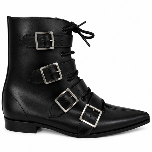 Albie - 4 Big Buckle Lace Up Winklepicker