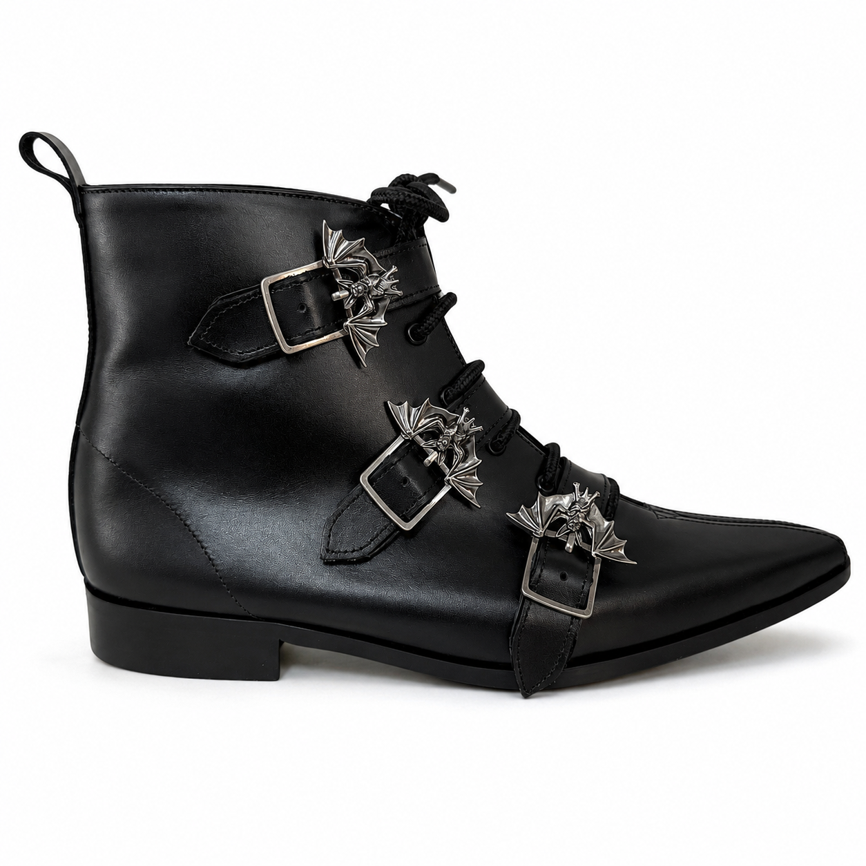Harley - 3 Bat Buckle Lace Up Winklepicker