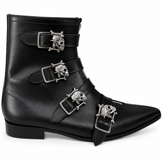 Evie - 4 Skull Buckle Winklepicker