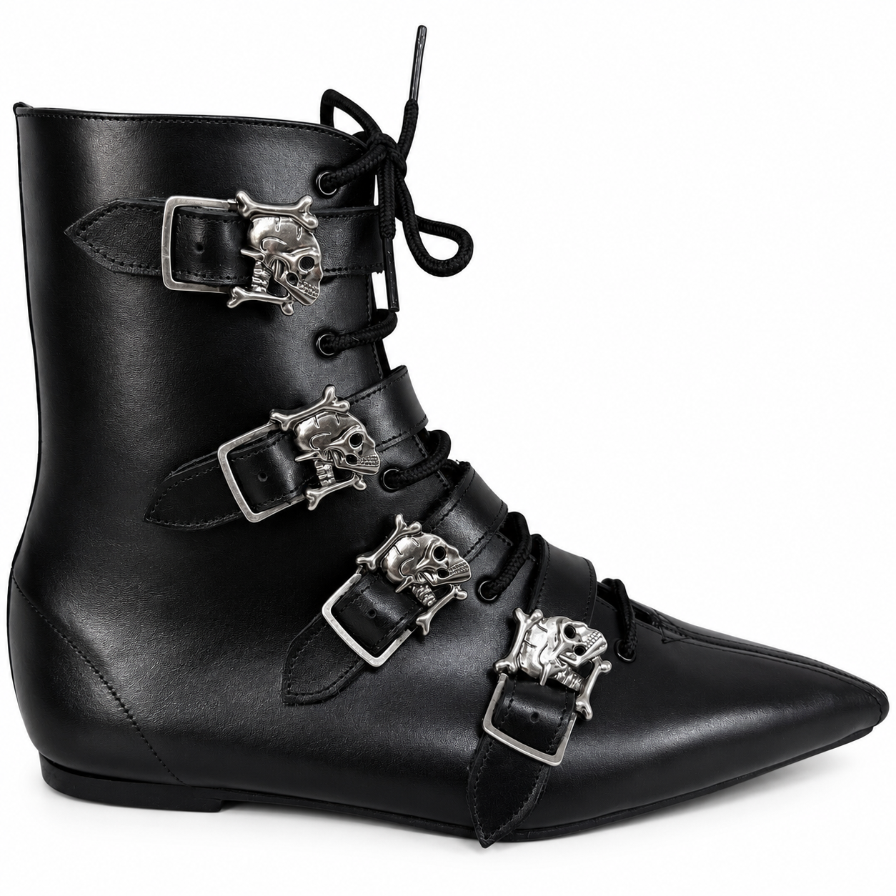 Albie - 4 Skull Buckle Lace Up Pike