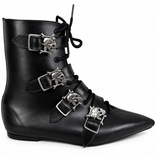 Albie - 4 Skull Buckle Lace Up Pike